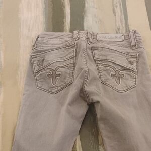 Gray Jeans with Embroidered Pockets
